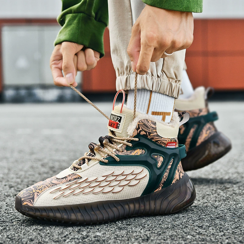 Спортивная обувь мужская бархатная теплая страна попкорн снег мужская обувь высокая беговая обувь вне sports shoes