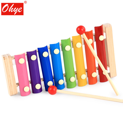 Children's wooden eight-note hand percussion instrument early education educational exercise hand-eye coordination small xylophone percussion instrument toys wholesale