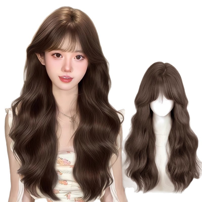 女性用ウィッグ、フルヘッドカバー、人工毛、自然なふわふわ、レイジーウールカーリー、韓国風雰囲気、デイリーフルウィッグセット|undefined