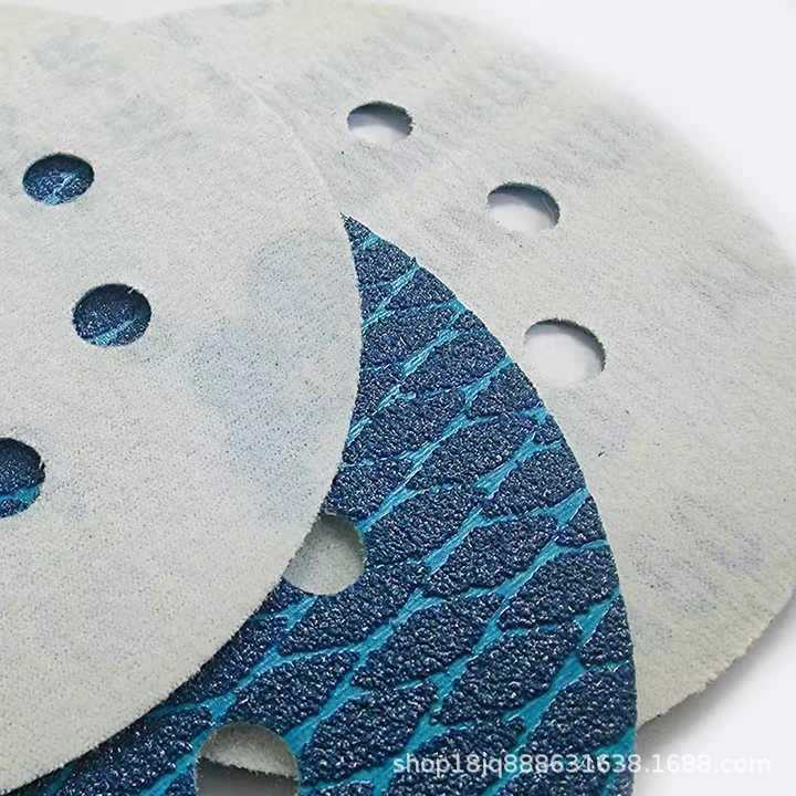 批发蓝色菱形背绒圆盘砂纸5寸8孔打磨抛光防堵塞砂纸强切削圆盘砂
