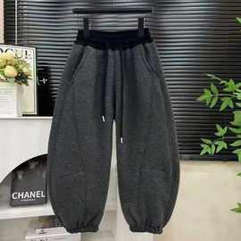 2025冬款超厚男童一体绒加绒加厚韩版阔腿裤中大童保暖长裤弯刀裤