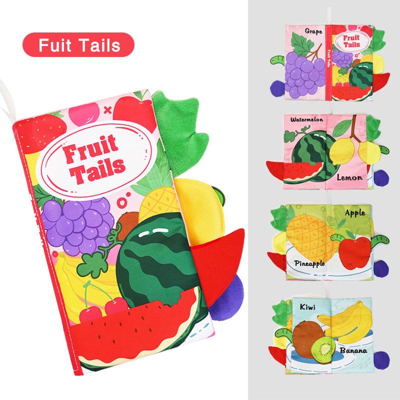 Libro de tela de cola de frutas (versión en inglés) incluido 4 páginas y 8 caras