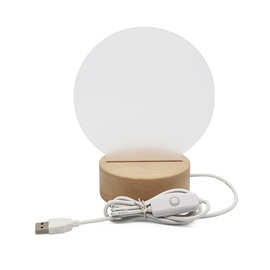 跨境3D高透氛围灯小夜灯榉木led空白板未雕刻创意礼品亚克力夜灯