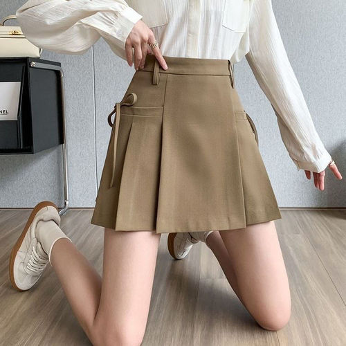 2024 Irregular Suit Skirt for Girls - Spring and Summer High-Waisted A-Line Pleated Short Skirt for Petite Girls