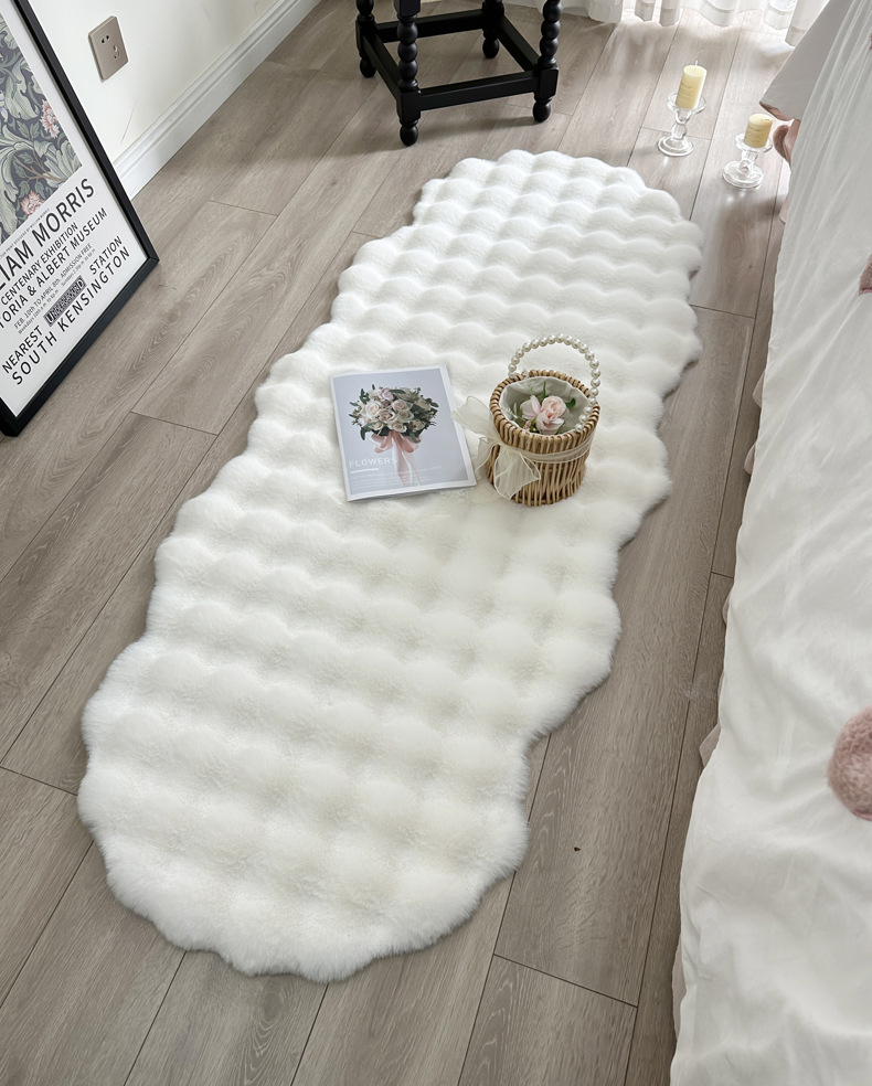 Imitation Rabbit Fur Bedroom Bedside Carpet Girl's Bedside Bubble Plush Floor Mat Bay Window Mat Living Room Coffee Table Sofa Cushion