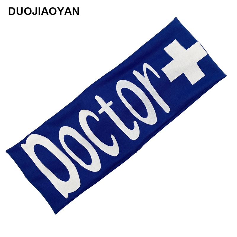 Amazon Creative New Elastic Milk Silk Nurse Doctor Letter Hair Belt Ladies Botón deportivo para mujer