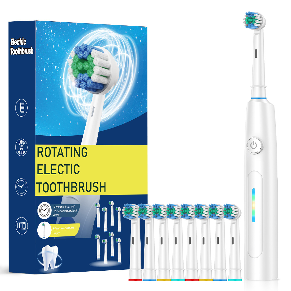 Spazzolino elettrico con testina rotante 3D, dispositivo automatico sonico impermeabile per la casa intelligente per la cura personale_voghion.com