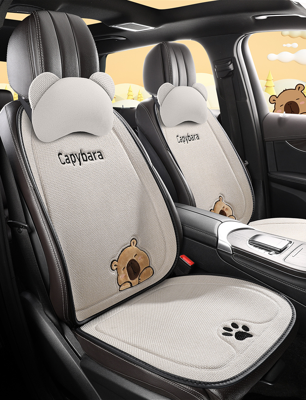 Car Cushion Chun Ma Four Seasons Universal Comfortable Breathable Cute Carto Card Pibala Bundle-Free Non-Slip Cushion