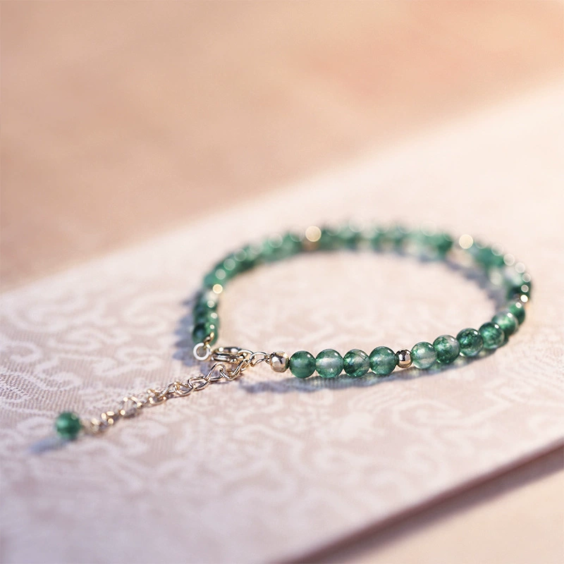 Свежий зелёный агат брендовый браслет мелкого дизайна, 14 карат, тренд сезона