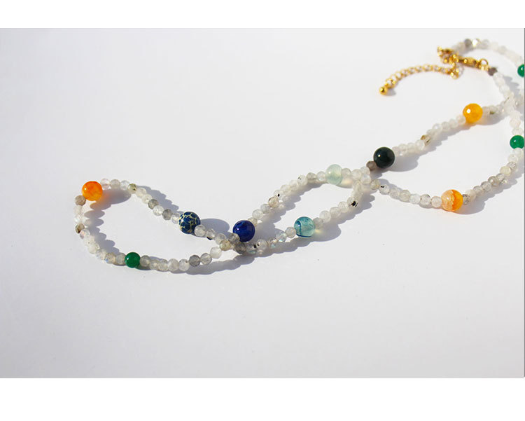 Retro Geometric Agate Inlay Beads Necklace display picture 3