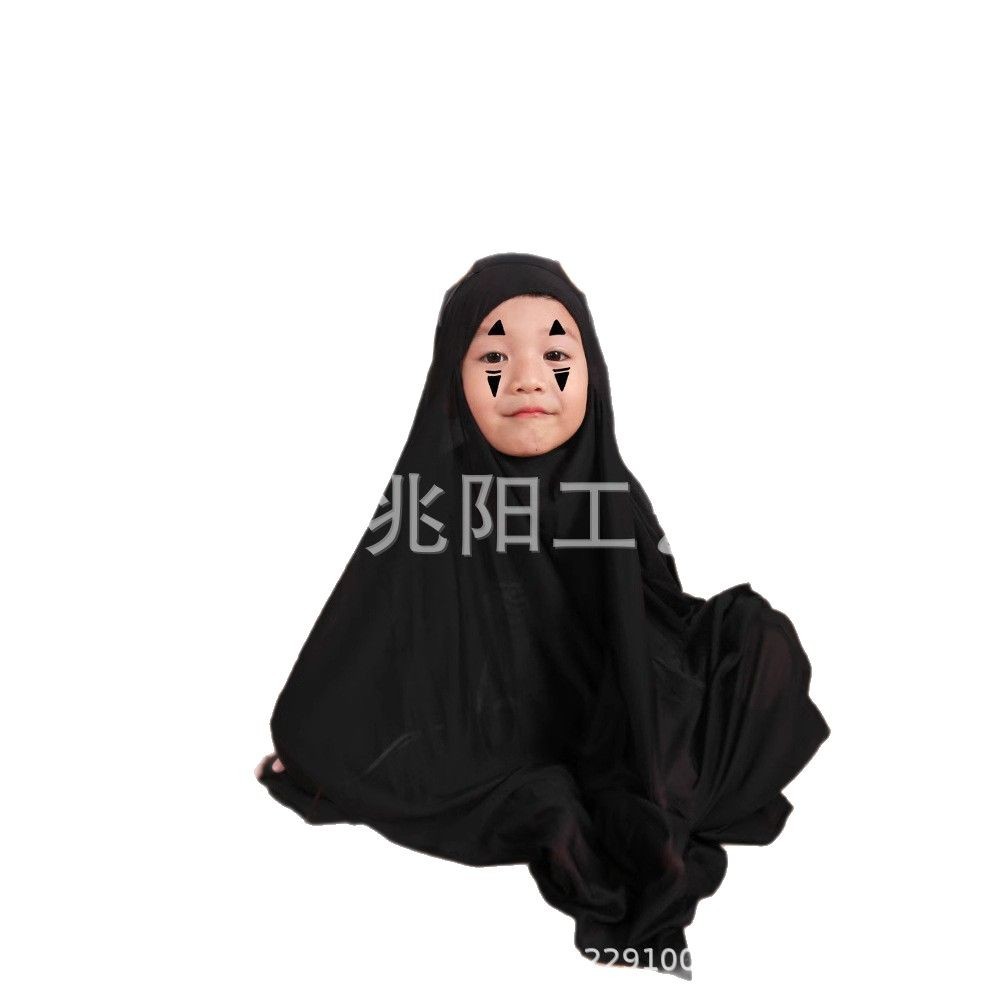 Cos Halloween negro ropa de niño fantasma ropa accesorios padres niños Halloween ropa de adultos fantasma cara sin hombre