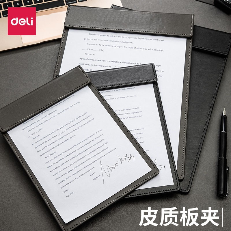 델리 64506 가죽 A4 합판 자석 쓰기 보드 폴더 회의 패드 호텔 서명 비즈니스 사무실