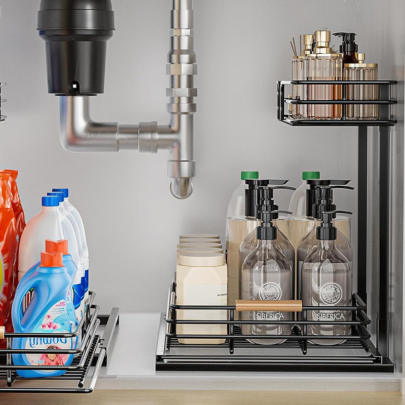 Multi-lags krydderi stativ køkkenskab opbevaringsstativ vask opbevaringsstativ køkkenbord opbevaring skuffestativ_voghion.com