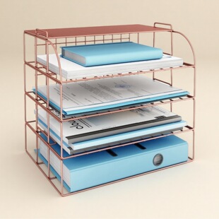 Desktop File Frame Multi-Layer Metal File Holder Office Supplies Storage Document Stationery File Rack Creative Storage