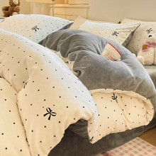 冬季牛奶绒四件套a类加厚珊瑚绒床单被套南通加绒床上用品法兰绒