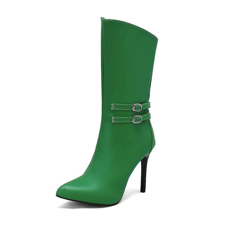 New high-heeled mid-calf boots with high pointed heels and side zippers for women plus size fashion boots_voghion.com