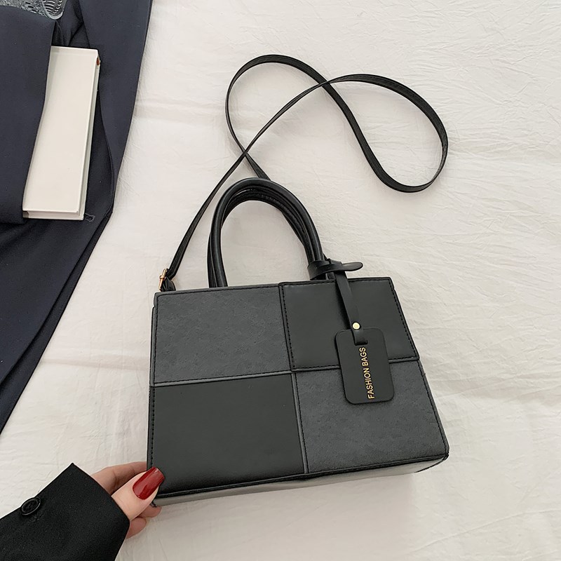Tendencia de moda estilo coreano costura de contraste de color alta textura bolso de mano casual de todo fósforo pequeño bolso cuadrado bolso de mensajero de un solo hombro mujer