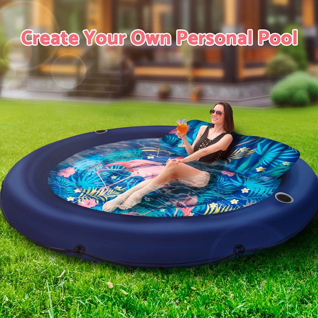 Производитель поставляет бассейн надувной двойной шезлонг круглая плавающая кровать