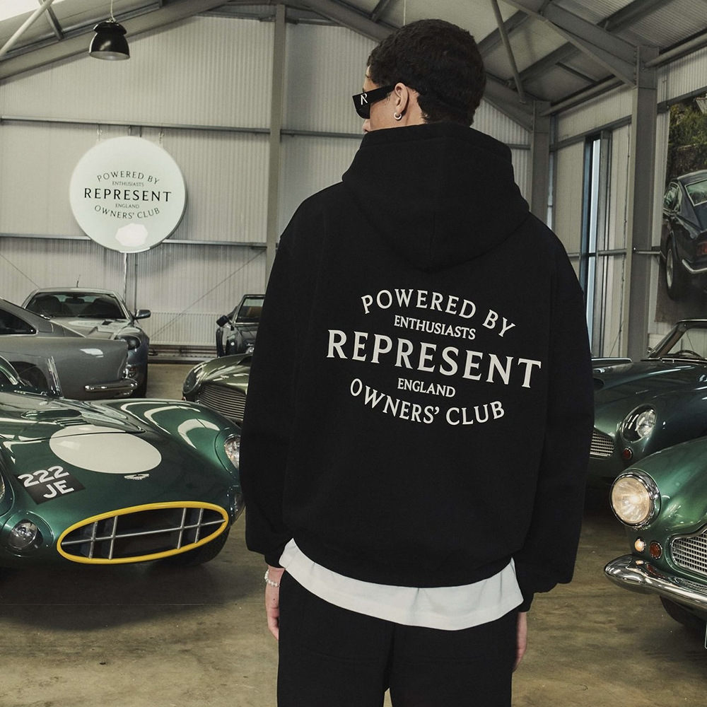 REPRESENT REP Vintage American Fashion Clásico Inglés LOGO Collar Casual Suedeca con Capuz Hombre