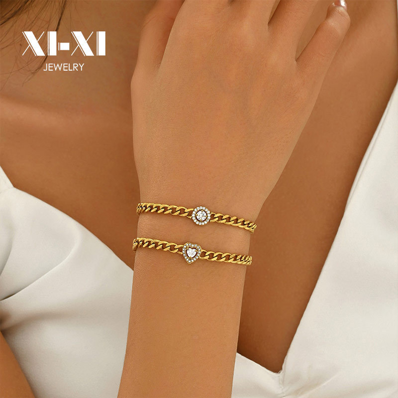 Amazon Korean Popular Diamond Bracelet Women's Zircon Niche High-End Retro Single Diamond Cuban Chain Bracelet