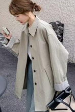 香港欧货卡其色中长款风衣外套女春装新款宽松时尚休闲上衣潮