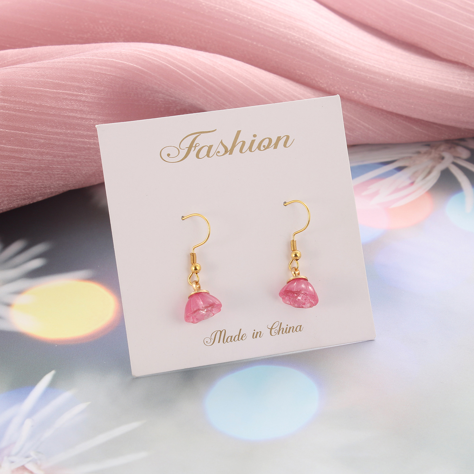 Simple Style Flower Stainless Steel Plating Drop Earrings 1 Pair