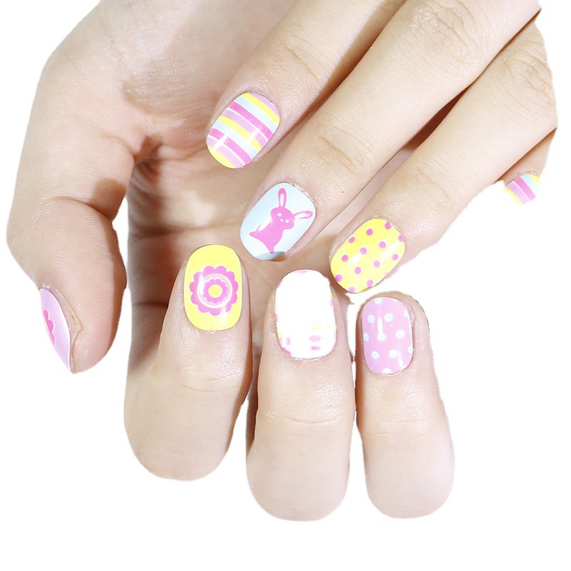 Procesamiento personalizado de manicuría infantil parche de uñas falsas uñas usables se puede personalizar patrón de patrón