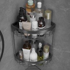 Bathroom triangle shelf pull-out wire gray solid corner bracket shower room bathroom rack triangle basket