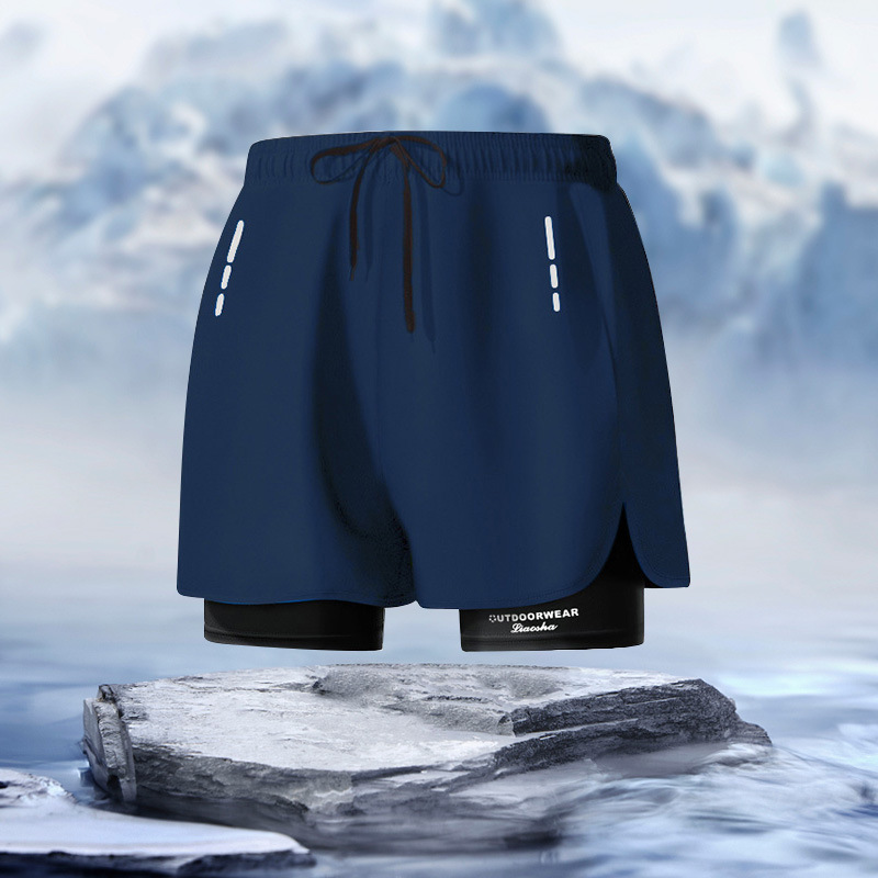 Pantalones cortos de playa de doble capa para hombre de poliéster transpirable para natación image 9