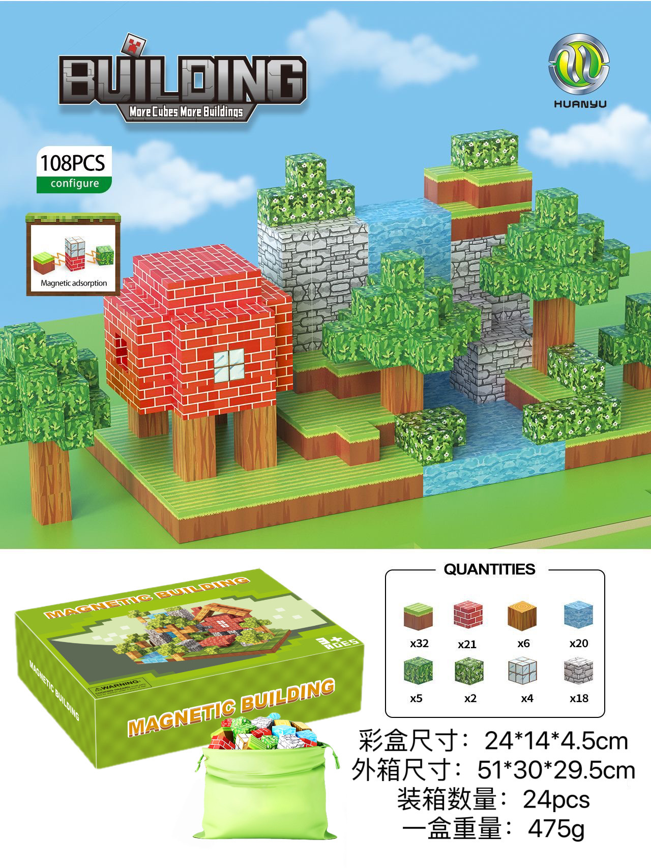 Transfronterizos Amazon My Blocks World Magnetic Block Set Puzzles Magnetic Cuadrados Juguetes Bosque Original