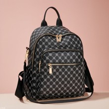 外贸双肩包时尚女新款背包复古印花字母大容量外出旅行三用背包女