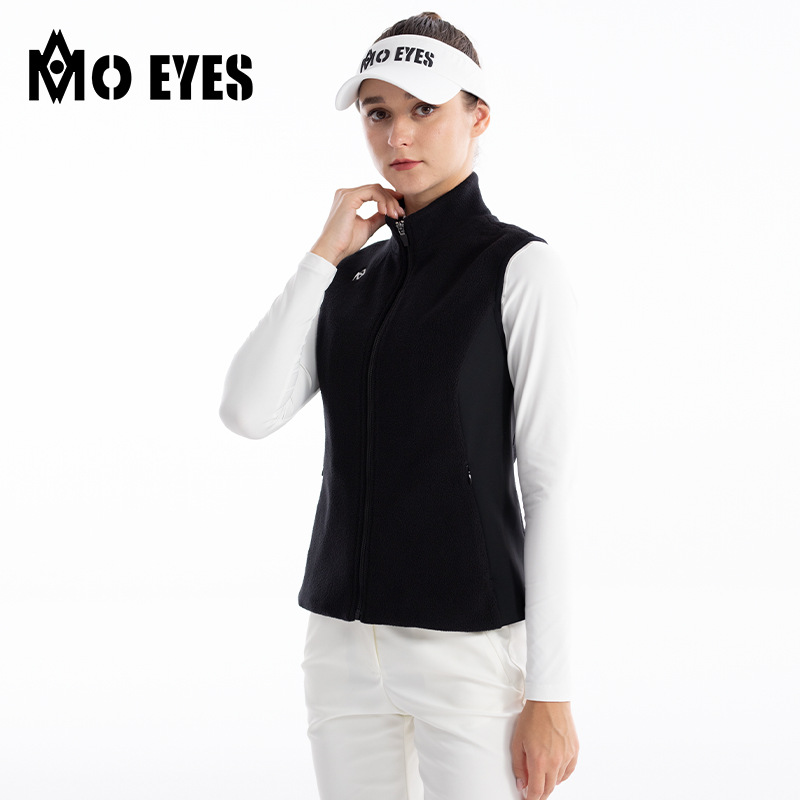 Áo ghi lê lông vũ nữ giữ ấm mùa thu đông – phong cách golf — M23YF025-Áo vest đen (lông cừu cực), M23YF025-Áo vest trắng (lông cừu cực)