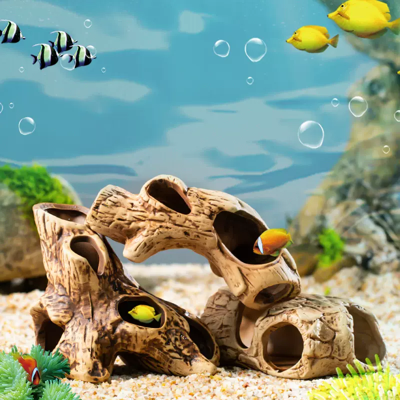 鱼缸造景装饰鱼产卵慈鲷躲避洞鱼龟爬台芦丁鸡窝宠物鱼虾躲避屋