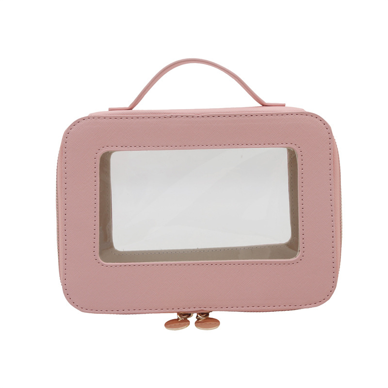 Bolso de Mano Transparente para Maquillaje de PU y PVC para Viajes y Uso Diario