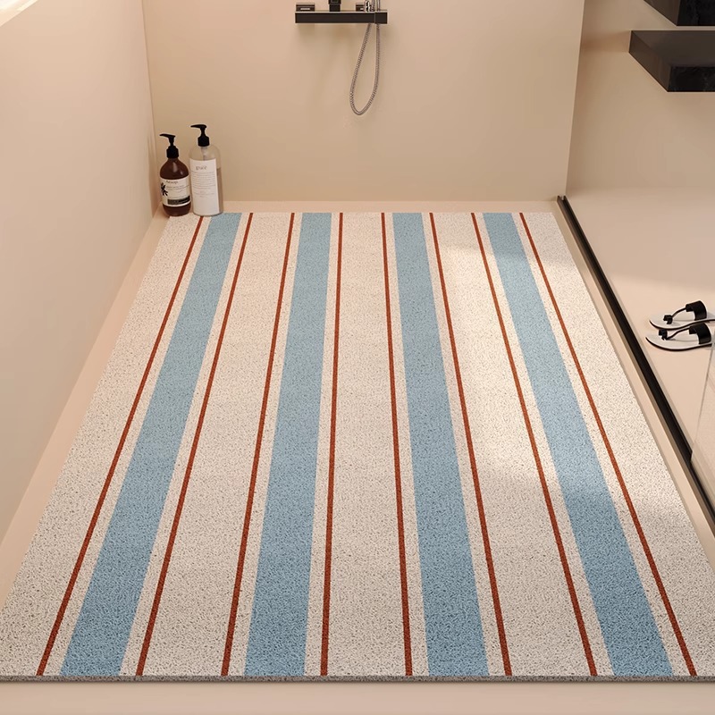 Alfombra de suelo de anillo de seda de rayas de estilo medieval, puerta de entrada doméstica, alfombra de pies resistente al polvo, alfombra antideslizante de baño