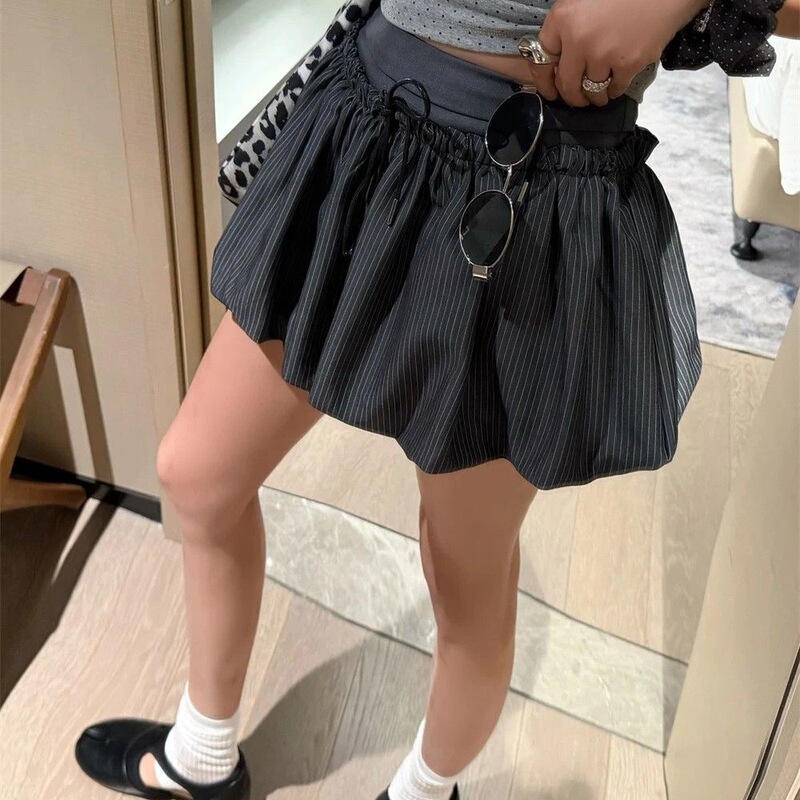 Bubble Cloud Patchwork Double Waistband Striped Color-Block Flower Bud Skirt Pants for Women Summer Anti-Exposure A-Line Short Skirt Hot Girl Style Bubble Cloud Patchwork Double Waistband Striped Color-Block Flower Bud Skirt Pants for Women Summer Anti-Exposure A-Line Short Skirt Hot Girl Style