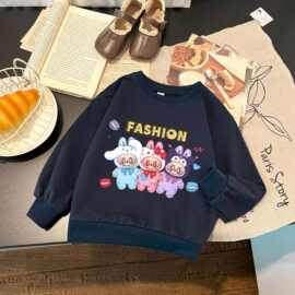 中大童春秋卡通新款休闲上衣时尚穿搭中小童可爱卡通拉布布百搭棉
