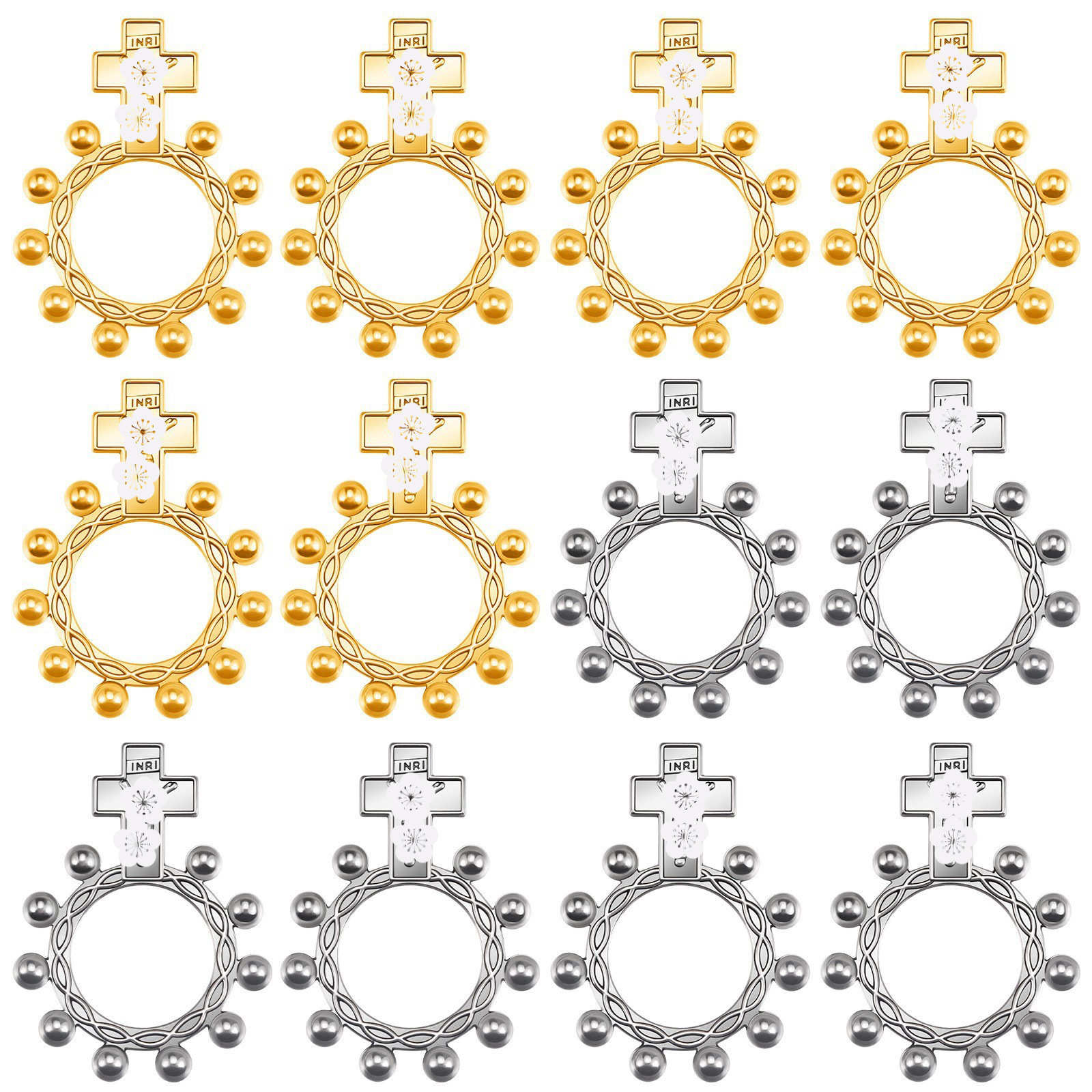 Cross-Border Alloy Cross Prayer Ring Baptism Communion DIY Necklace Keychain Accessories Zinc Alloy