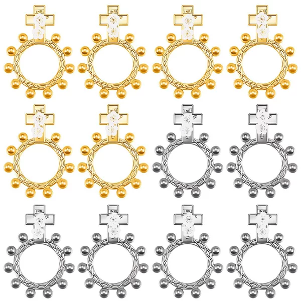 Cross-Border Alloy Cross Prayer Ring Baptism Communion DIY Necklace Keychain Accessories Zinc Alloy
