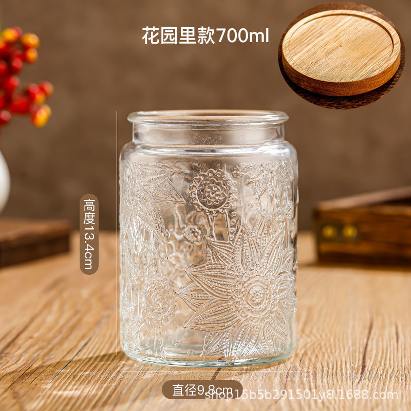 Chino retro Begonia flor vidrio sellado tarro caramelo snack tarro de almacenamiento frutos secos tuerca de almacenamiento tarro