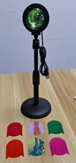 Red roja puesta de sol luz USB recargable lámpara de mesa día nunca cayendo Arco Iris proyección puesta de sol luz Red fondo rojo atmósfera luz del atardecer