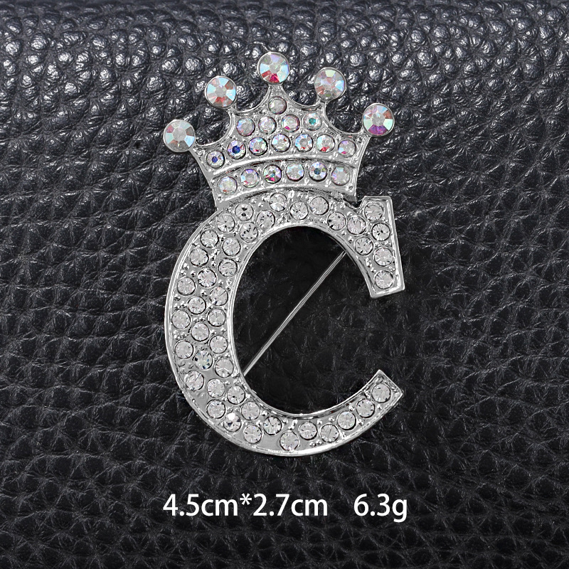 Simple Style Letter Crown Zinc Alloy Inlay Rhinestones Unisex Brooches display picture 3