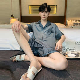 2024新款睡衣男士夏季冰丝短袖短裤薄款男生春秋青少年家居服套装