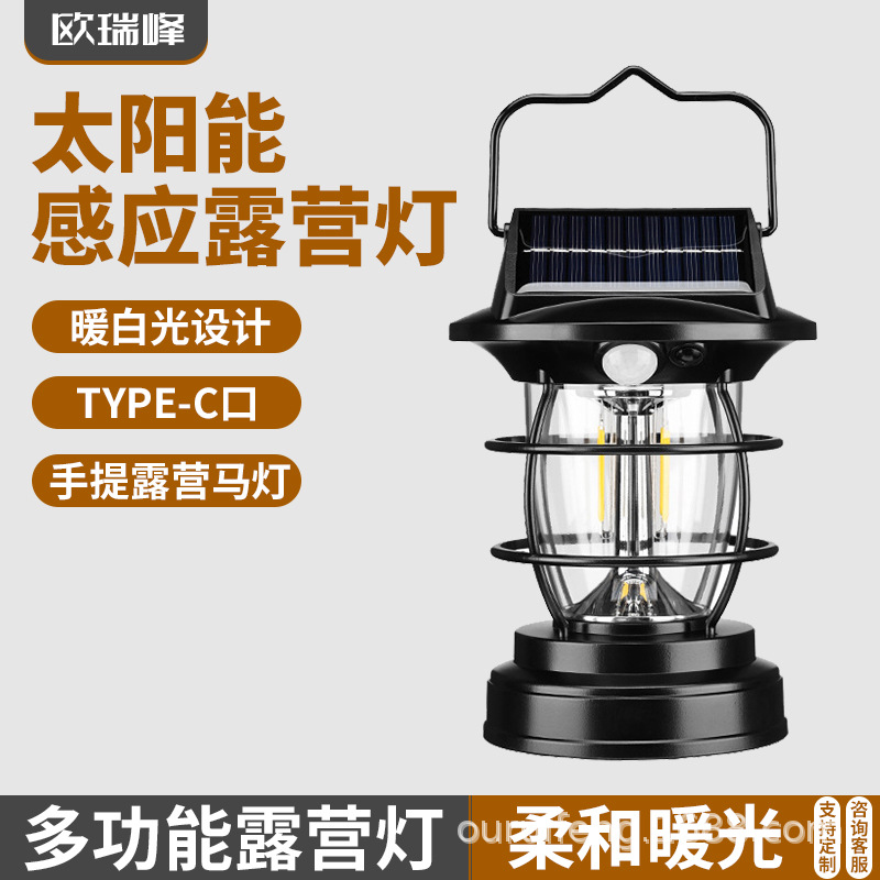 induction travel LED retro lights solar-powered for camping