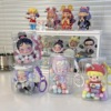 Transparent bubble Mart button, a doll hanging bag, transparent flip cover, press the buckle bag out of the rounded corner box storage bag