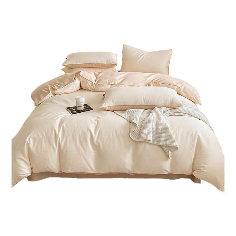 Cama de algodón puro juego de cuatro piezas 100 algodón ligero lujo estilo simple funda de edredón funda de cama dormitorio juego de tres piezas individual 4