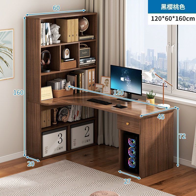 Escritorio de esquina, estantería, escritorio integrado, escritorio para computadora de escritorio para el hogar, escritorio de esquina para dormitorio, estantería para estudiantes, escritorio