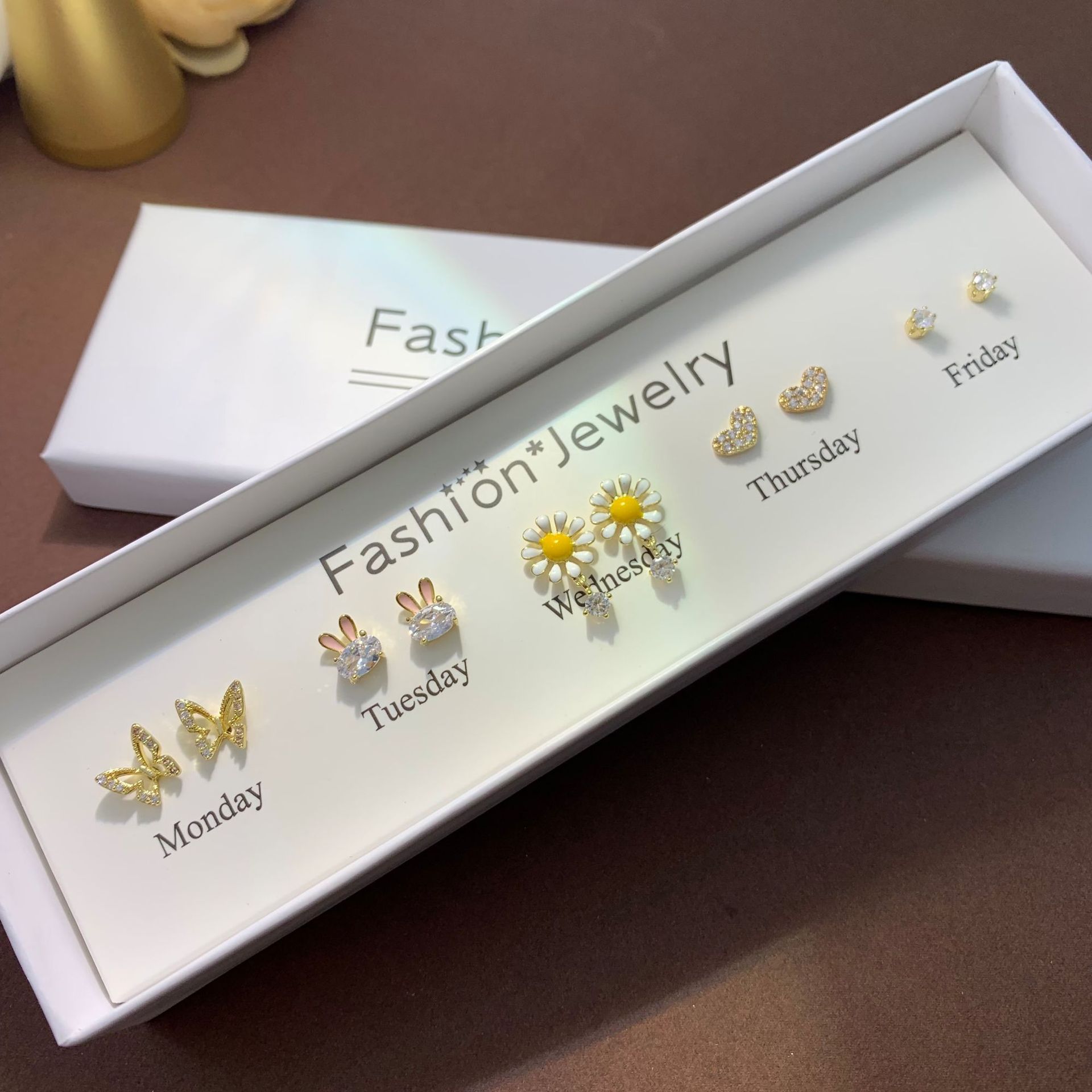 95g Weight Copper Ear Needle Material Zircon Inlay Material Ear Studs Classification 1 Set Quantity Daily Occasion Copper Material Star, Bow Knot Pattern All Seasons Season Women'S Gender Inlay Design Cute Style 1 Set Cute Star Bow Knot Inlay Copper Zircon Ear Studs 8