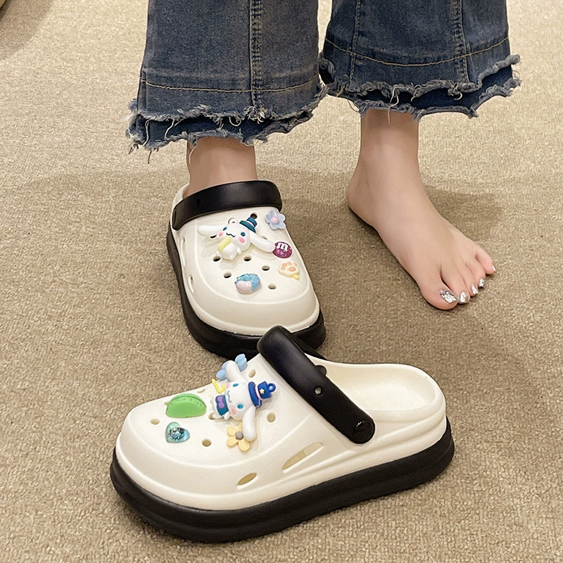 Туфли «крокодил» на толстой подошве, женские летние милые нескользящие сандалии с большими ушками для собак, увеличивающие рост, пляжные сандалии Baotou для отдыха на море