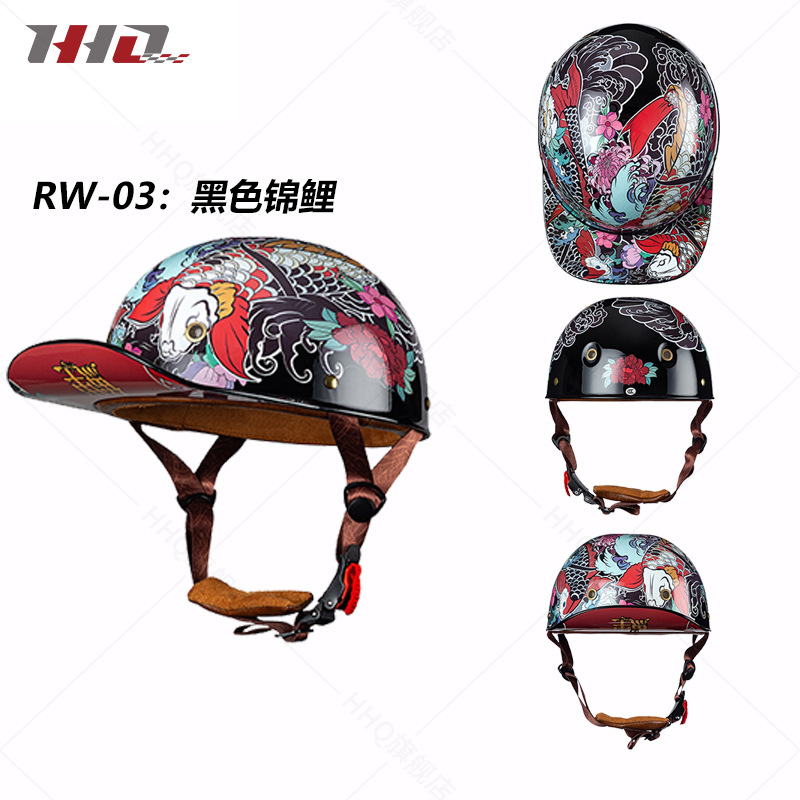 Al por mayor casco de motocicleta medio casco verano hombres y mujeres retro Harley motocicleta eléctrica gorra de béisbol primicia casco fabricante